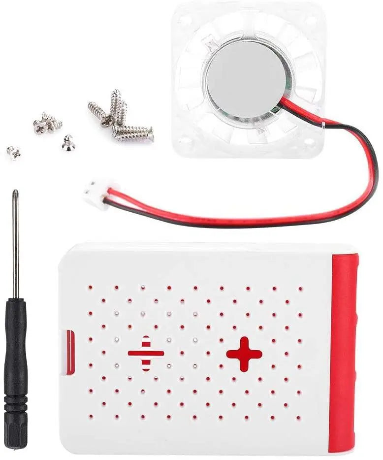 ABS-Schutzgehäuse mit Lüfter und Zubehör für Raspberry Pi 4B (rot)