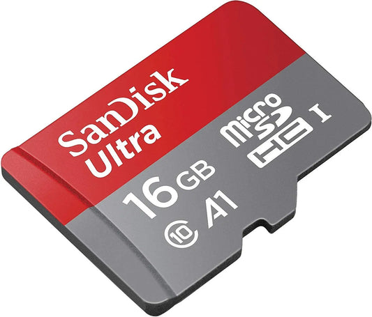 SanDisk Ultra 16GB microSD Speicherkarte + SD-Adapter A1, Klasse 10